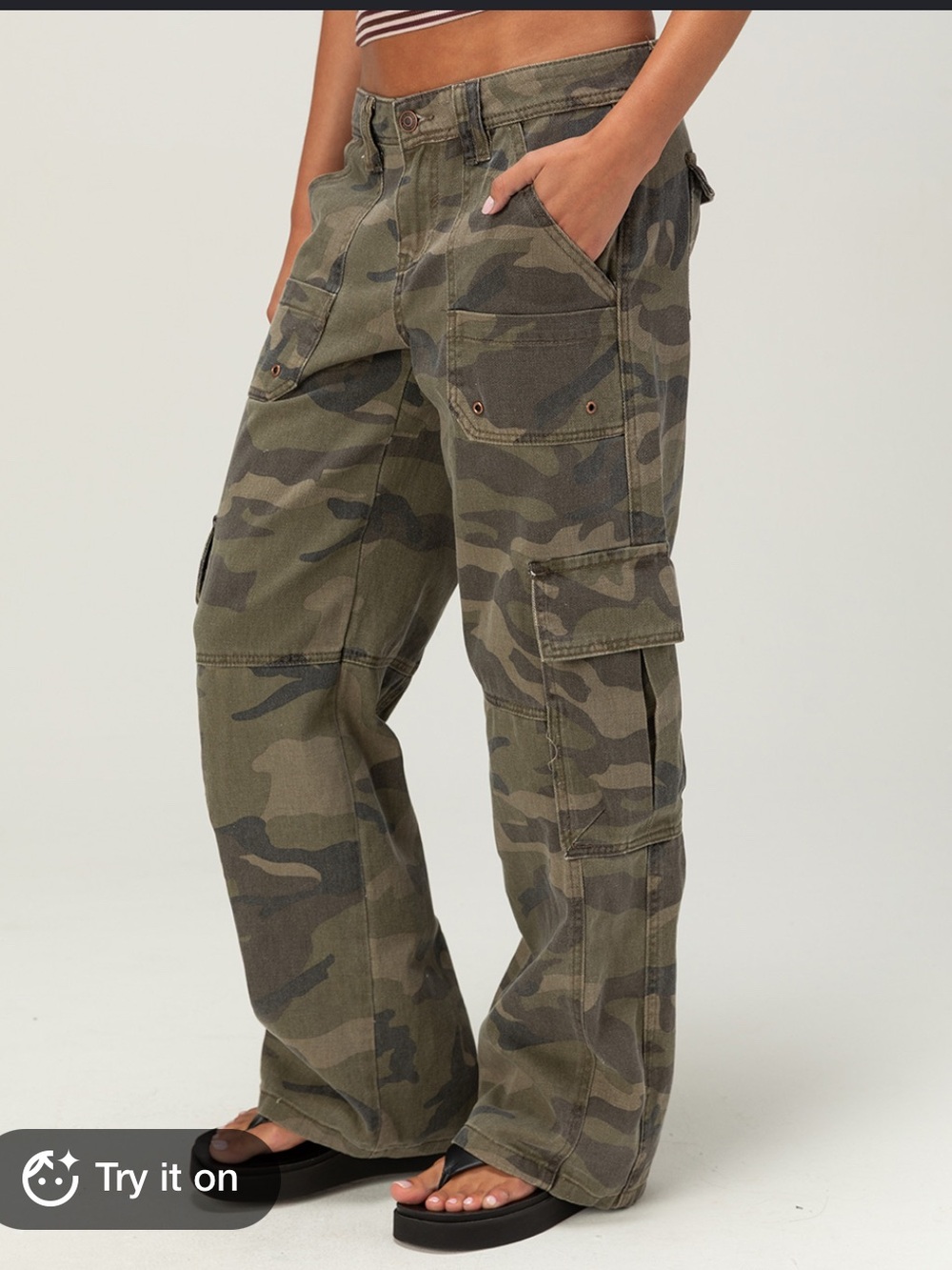 RSQ baggy camo cargo pants, NWT